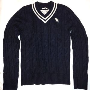 Abercrombie & Fitch V-Neck Wool Sweater Navy (size M)